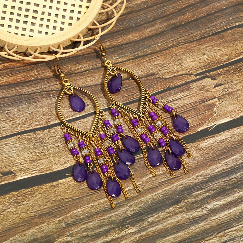Wholesale Jewelry Long Tassel Alloy Earrings