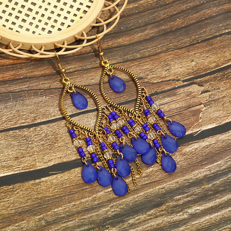 Wholesale Jewelry Long Tassel Alloy Earrings
