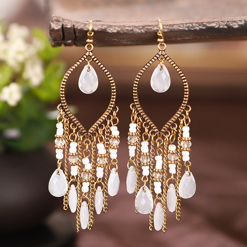 Wholesale Jewelry Long Tassel Alloy Earrings