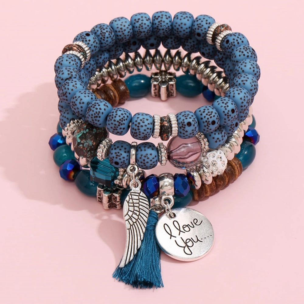 Wholesale Jewelry Multilayer Contrasting Color Turquoise Bracelet Set of 4