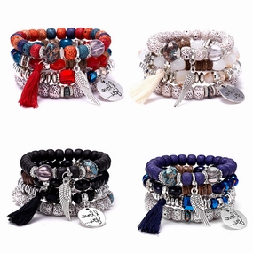 Wholesale Jewelry Multilayer Contrasting Color Turquoise Bracelet Set of 4