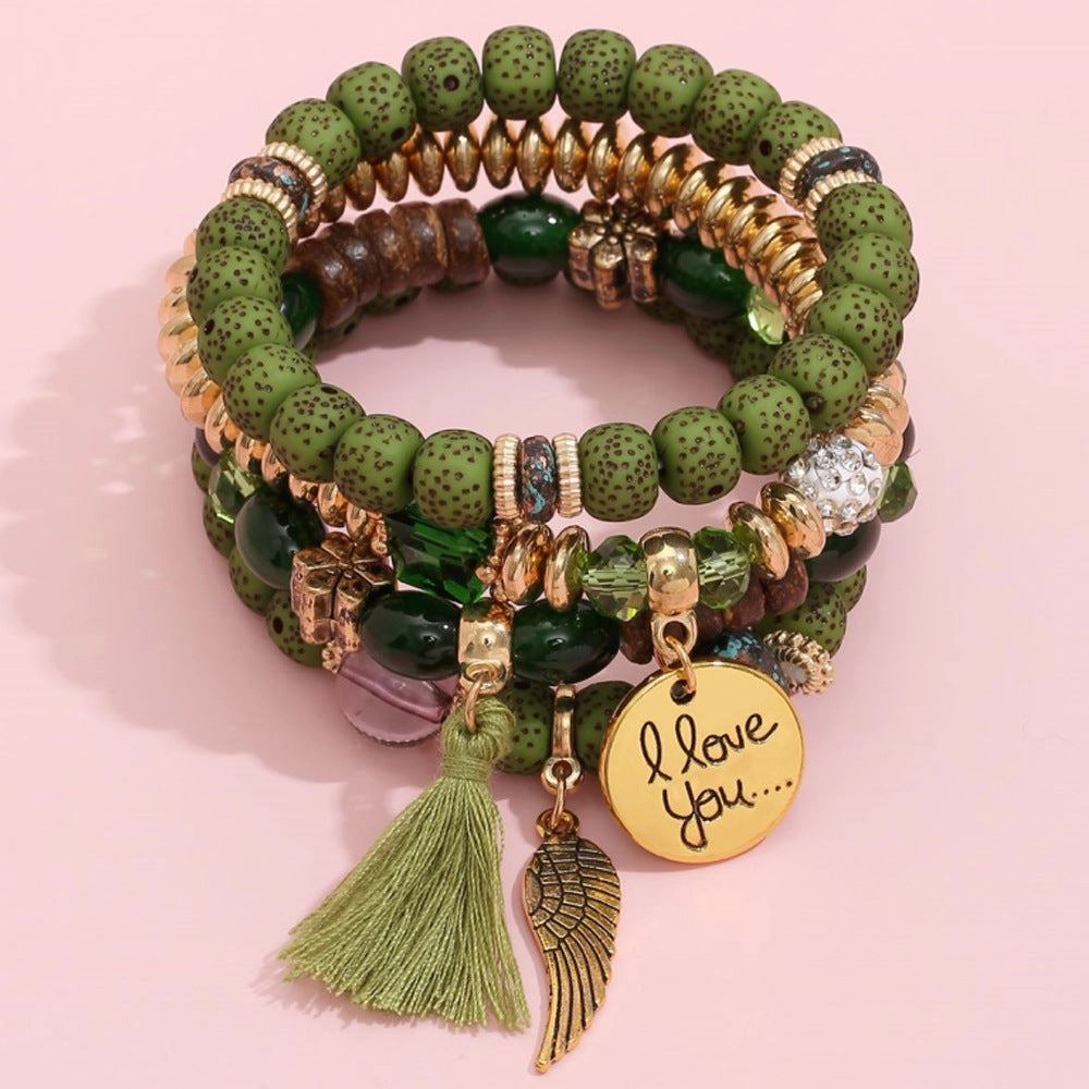 Wholesale Jewelry Multilayer Contrasting Color Turquoise Bracelet Set of 4