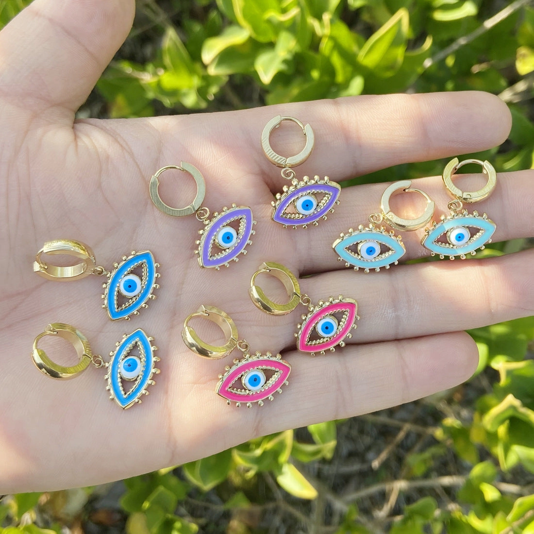 Wholesale Jewelry Oil Drip Devil Eye Stainless Steel Earrings