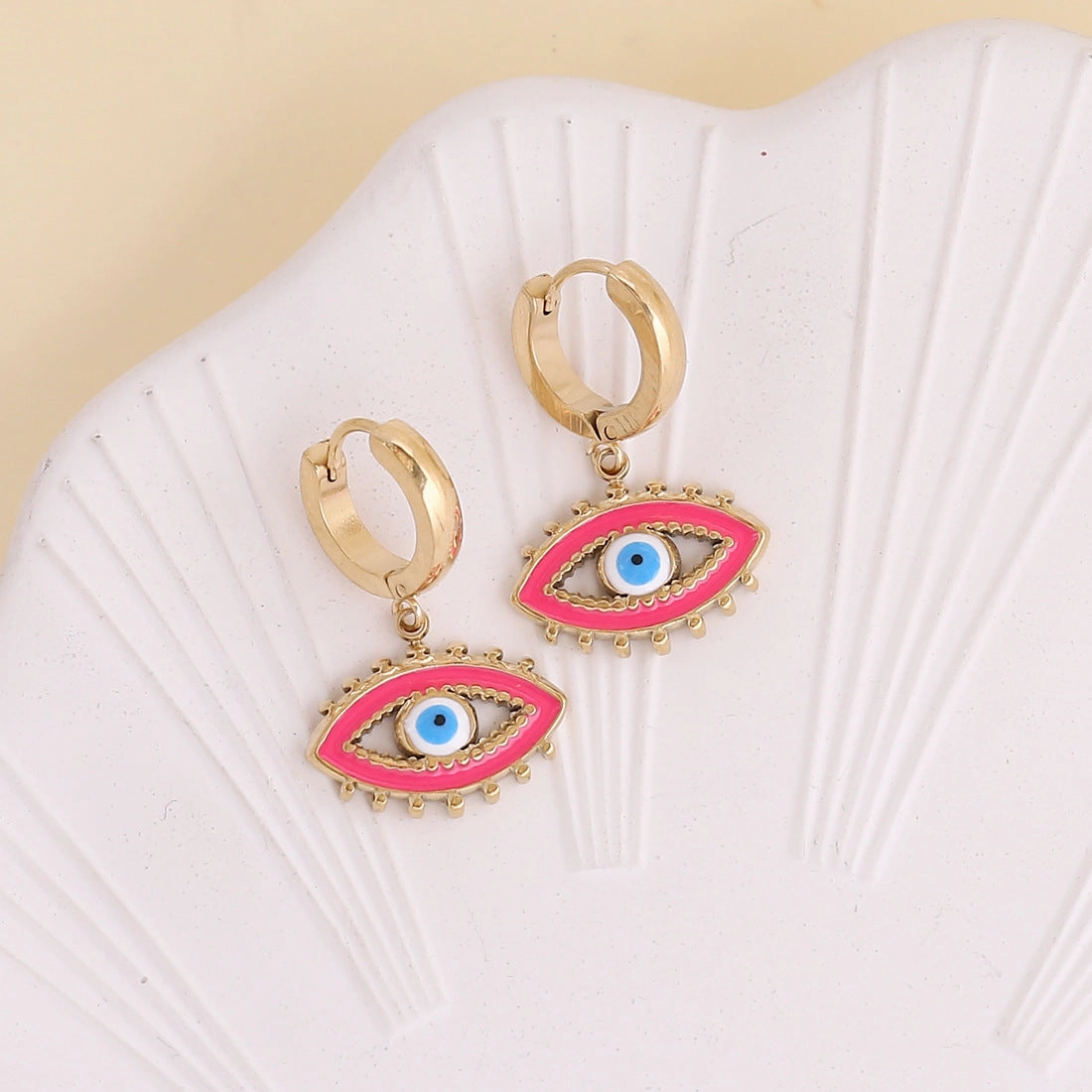 Wholesale Jewelry Oil Drip Devil Eye Stainless Steel Earrings