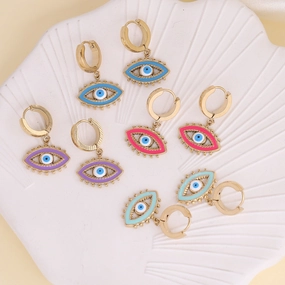 Wholesale Jewelry Oil Drip Devil Eye Stainless Steel Earrings