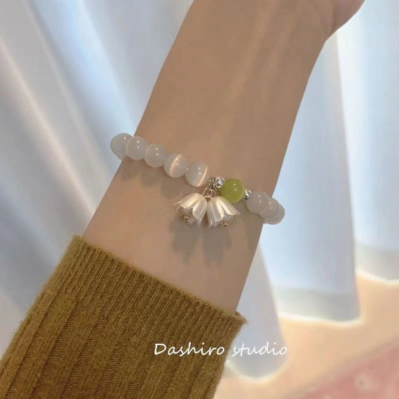Wholesale Jewelry Pink Lily of the Valley Tulip Artificial Crystal Bracelet