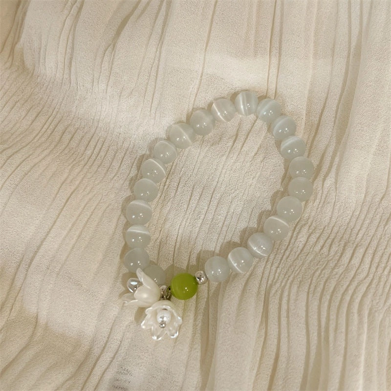 Wholesale Jewelry Pink Lily of the Valley Tulip Artificial Crystal Bracelet