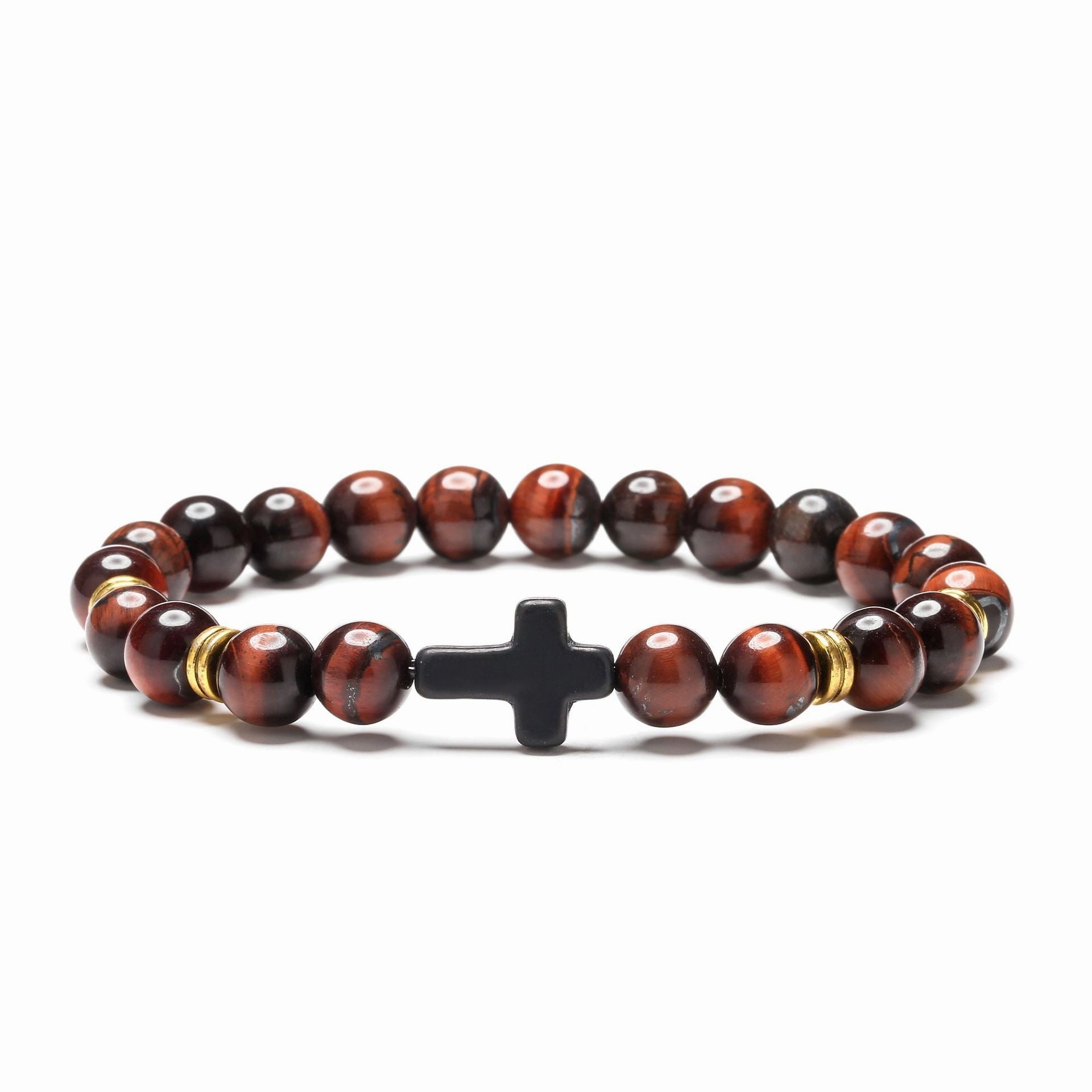 Wholesale Jewelry Red Turquoise Cross Alloy Volcanic Stone Bracelets