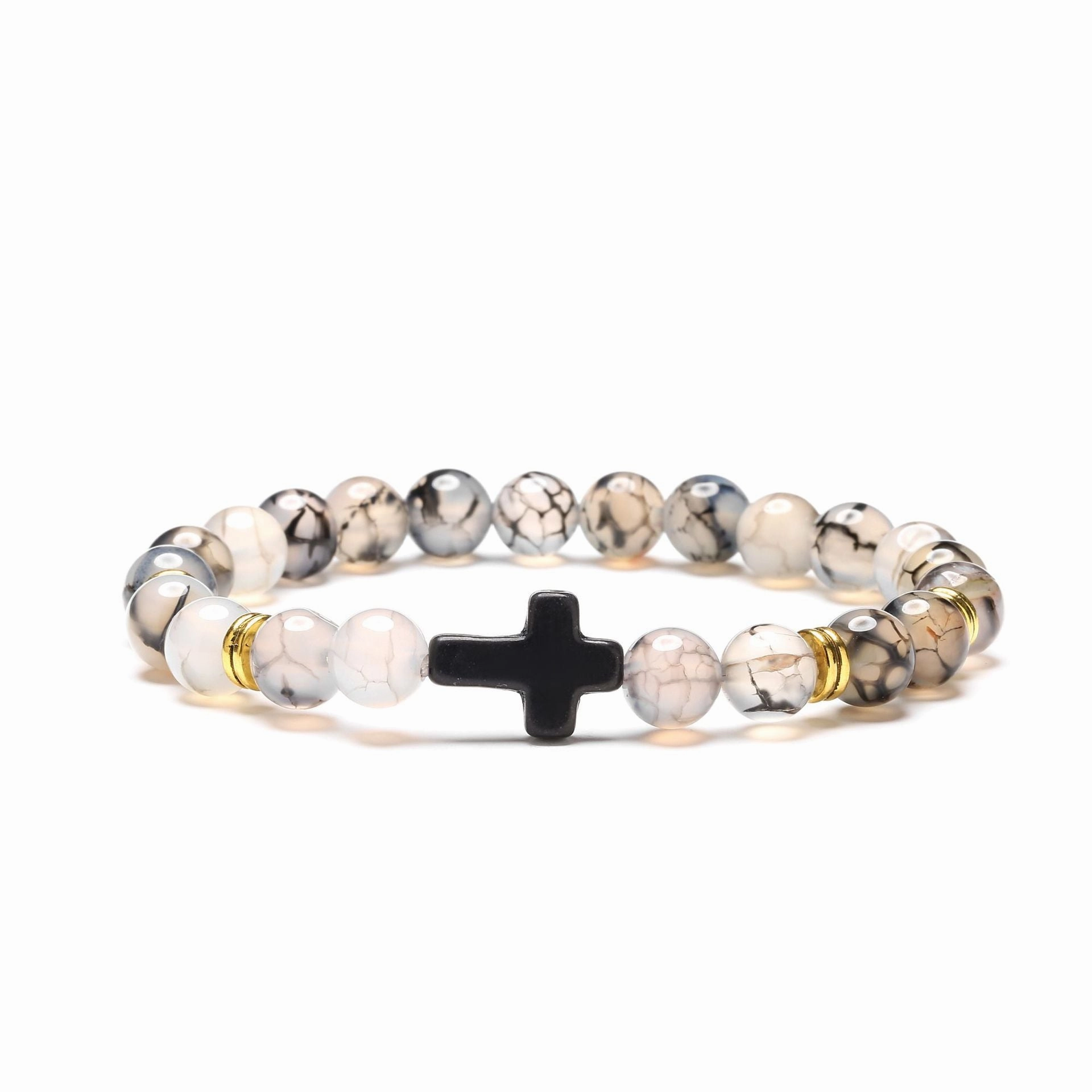 Wholesale Jewelry Red Turquoise Cross Alloy Volcanic Stone Bracelets