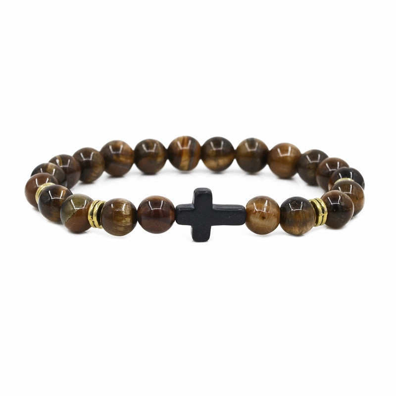 Wholesale Jewelry Red Turquoise Cross Alloy Volcanic Stone Bracelets