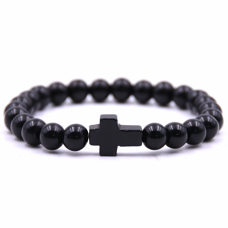Wholesale Jewelry Red Turquoise Cross Alloy Volcanic Stone Bracelets
