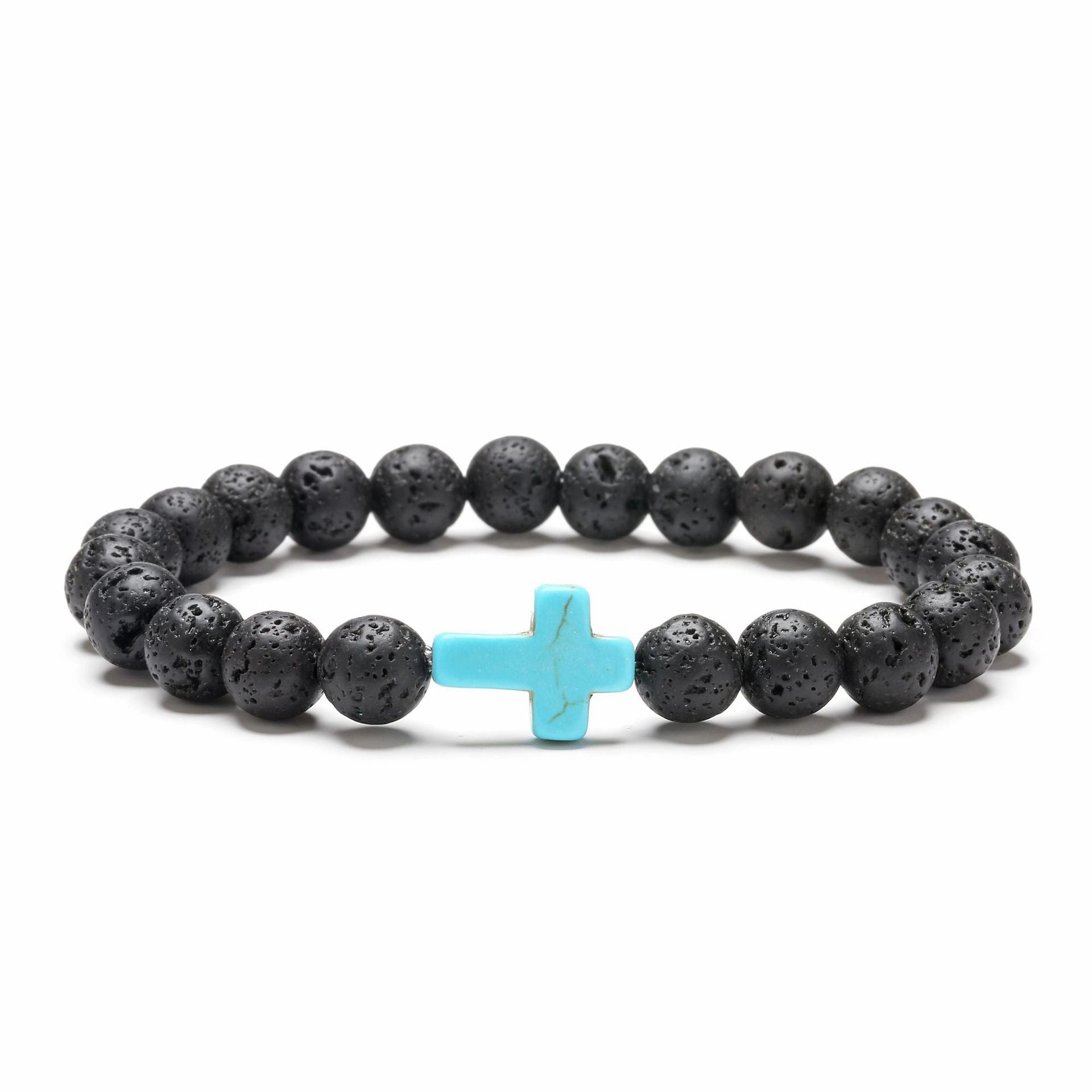 Wholesale Jewelry Red Turquoise Cross Alloy Volcanic Stone Bracelets