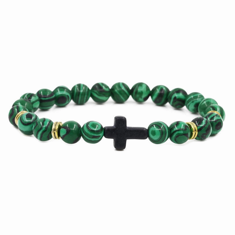 Wholesale Jewelry Red Turquoise Cross Alloy Volcanic Stone Bracelets