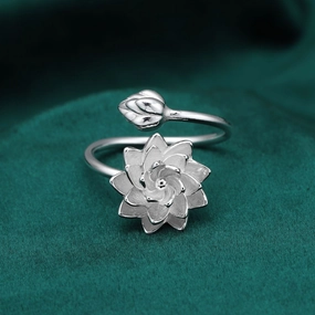 Wholesale Jewelry Rotating Lotus Sterling Silver Rings