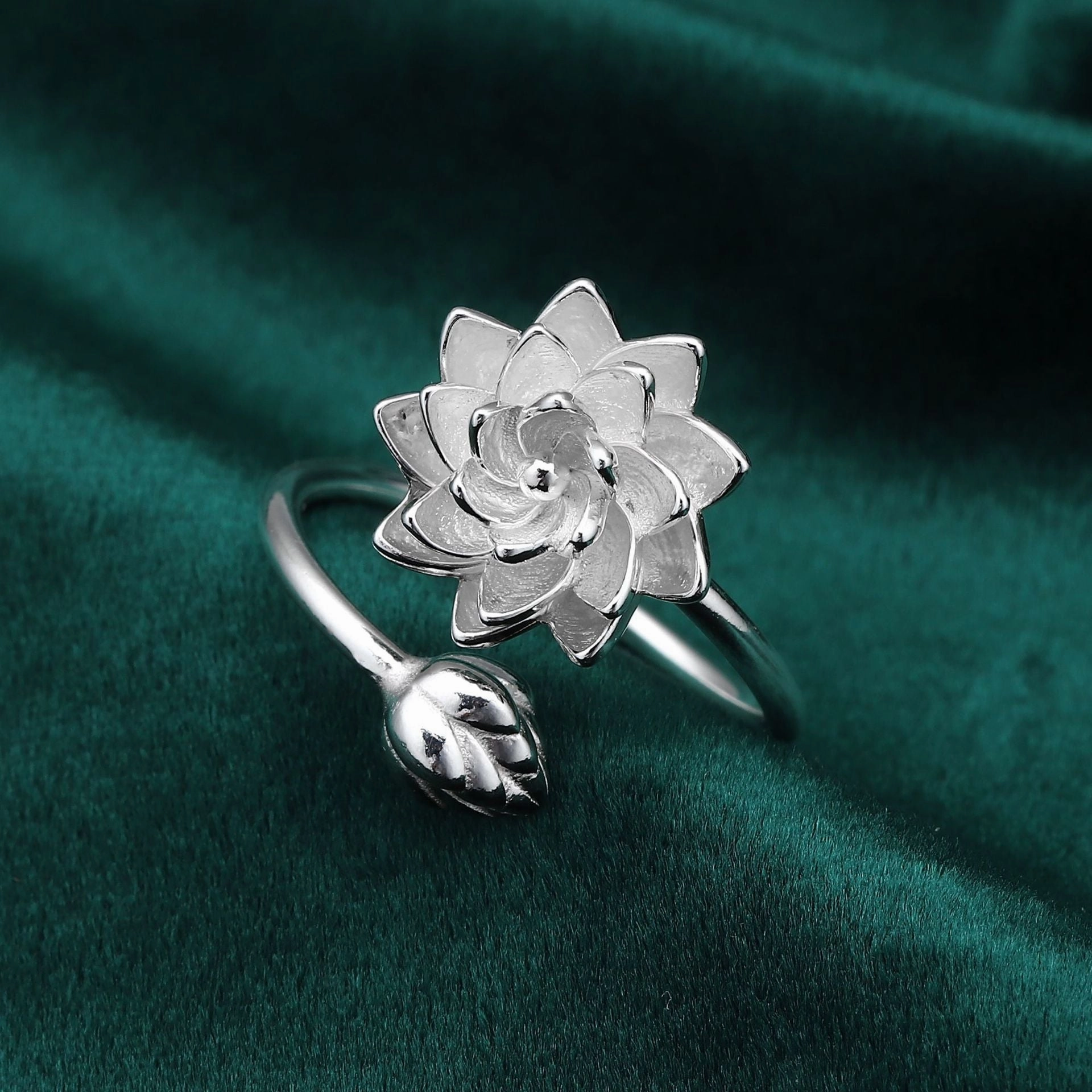 Wholesale Jewelry Rotating Lotus Sterling Silver Rings