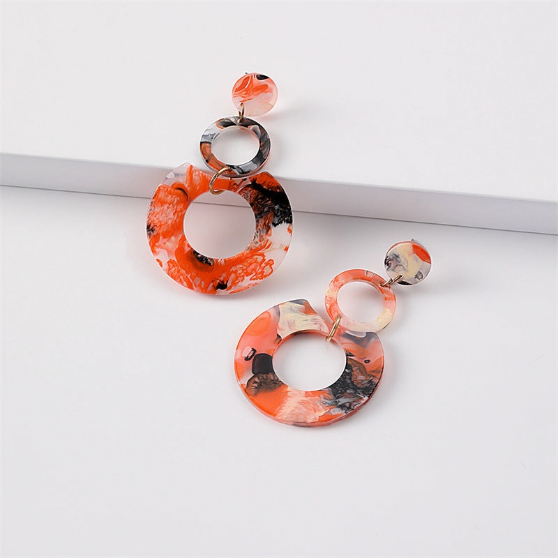 Wholesale Jewelry Round Stitching Acrylic Earrings