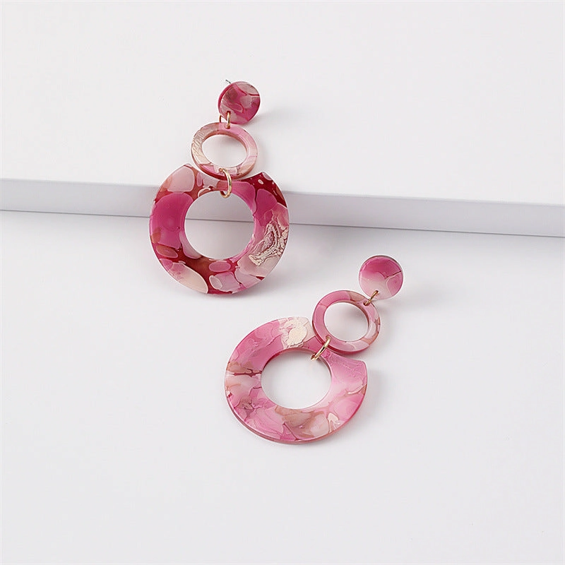 Wholesale Jewelry Round Stitching Acrylic Earrings