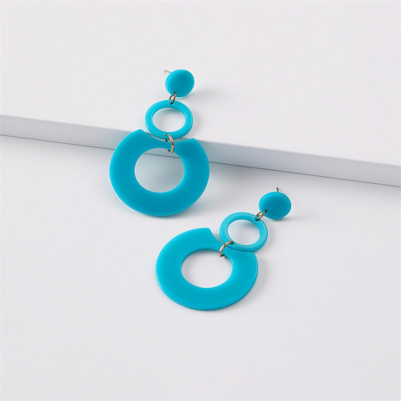 Wholesale Jewelry Round Stitching Acrylic Earrings