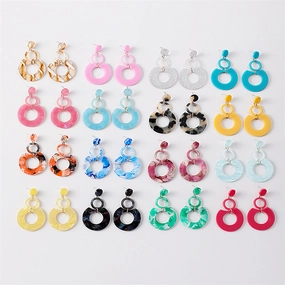 Wholesale Jewelry Round Stitching Acrylic Earrings