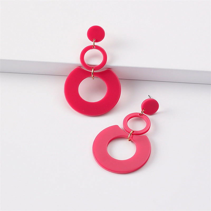 Wholesale Jewelry Round Stitching Acrylic Earrings