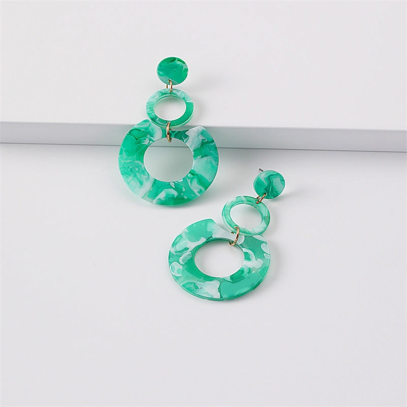 Wholesale Jewelry Round Stitching Acrylic Earrings