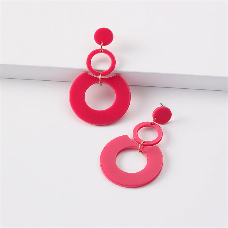 Wholesale Jewelry Round Stitching Acrylic Earrings