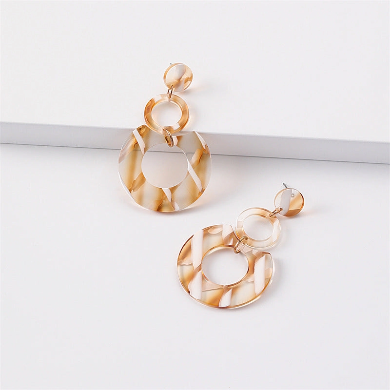 Wholesale Jewelry Round Stitching Acrylic Earrings