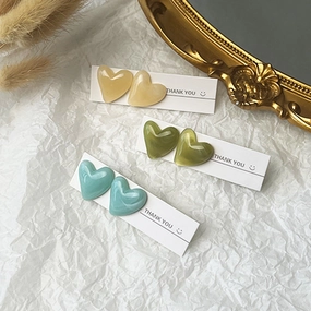 Wholesale Jewelry Solid Color Heart Plastic Earrings