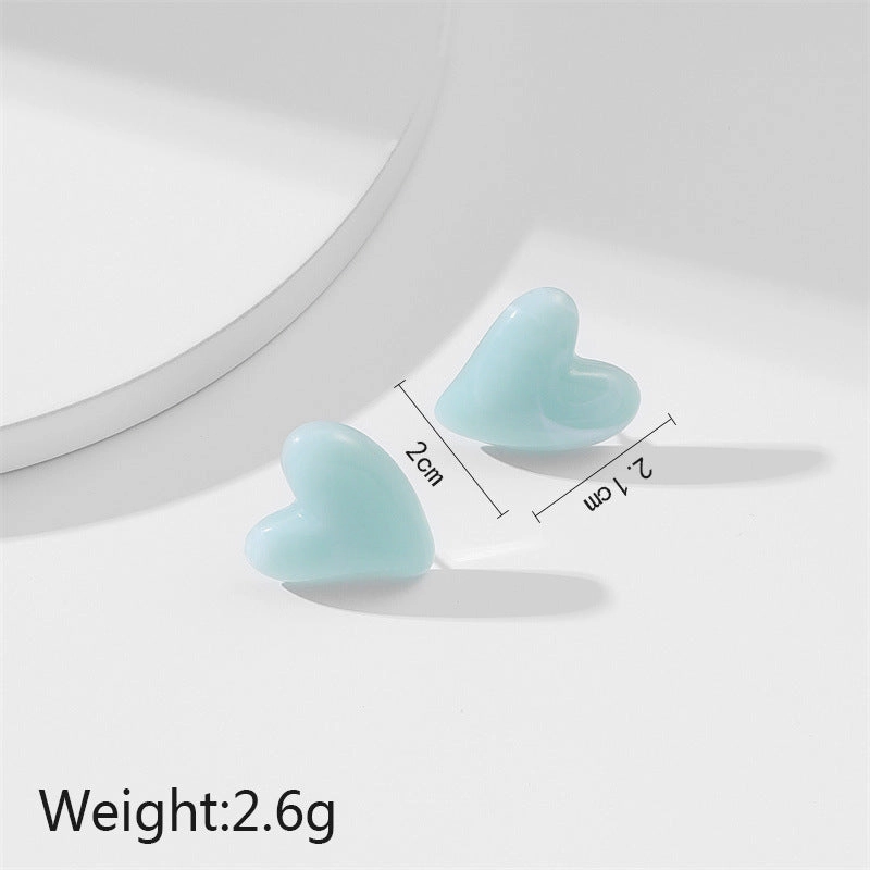 Wholesale Jewelry Solid Color Heart Plastic Earrings