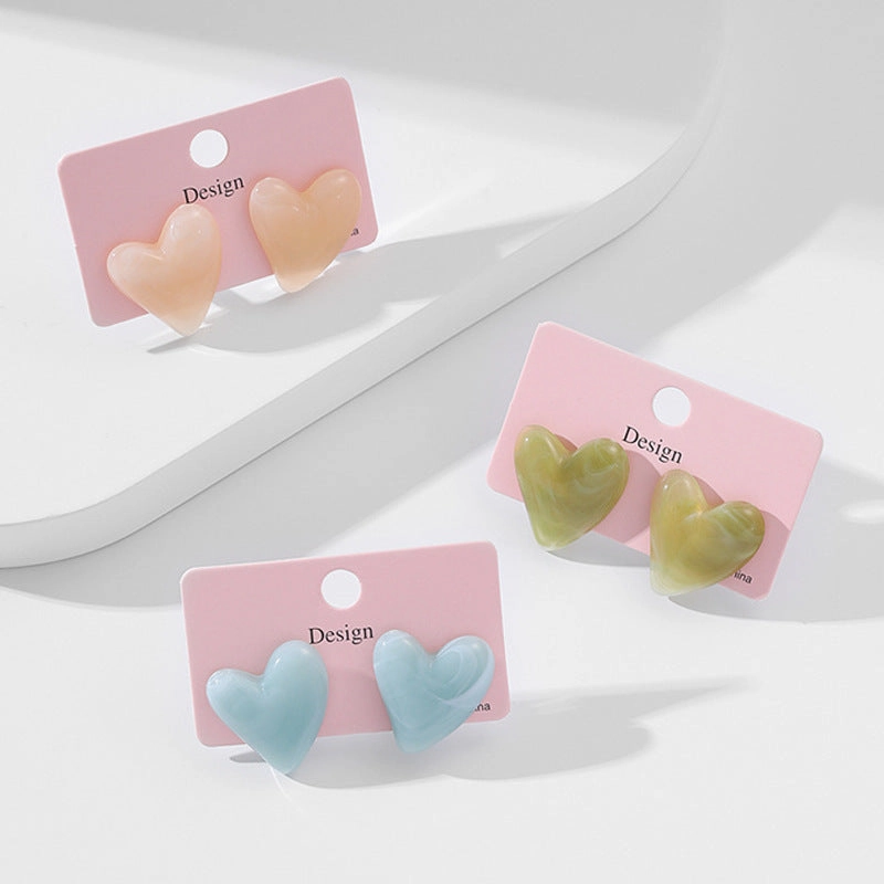 Wholesale Jewelry Solid Color Heart Plastic Earrings