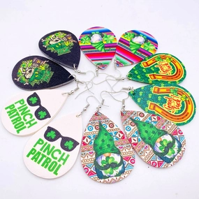 Wholesale Jewelry St. Parker's Day Leatherette Earrings