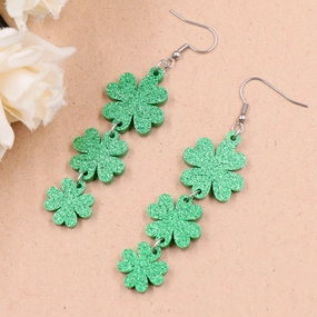 Wholesale Jewelry St. Patrick's Day Clover Acrylic Earrings