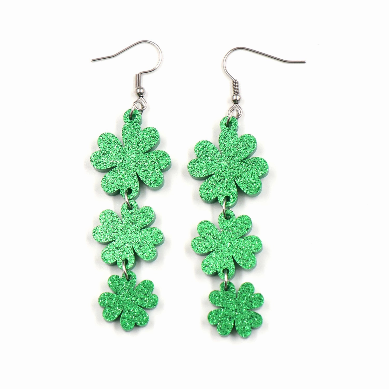 Wholesale Jewelry St. Patrick's Day Clover Acrylic Earrings