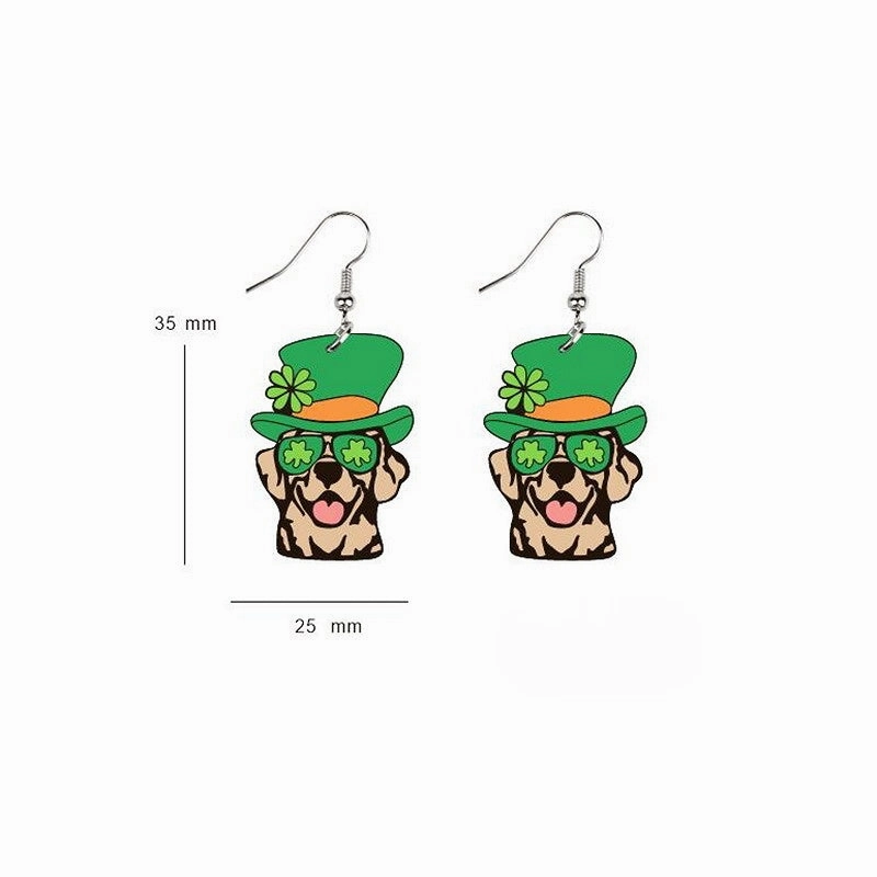 Wholesale Jewelry St. Patrick's Day Green Holiday Acrylic Earrings