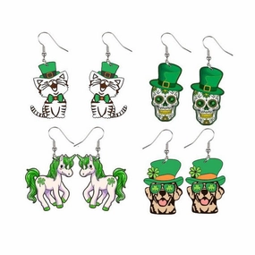 Wholesale Jewelry St. Patrick's Day Green Holiday Acrylic Earrings