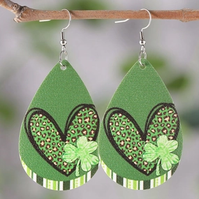 Wholesale Jewelry St. Patrick's Day Leather Earrings
