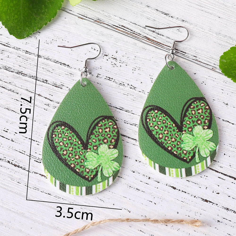 Wholesale Jewelry St. Patrick's Day Leather Earrings