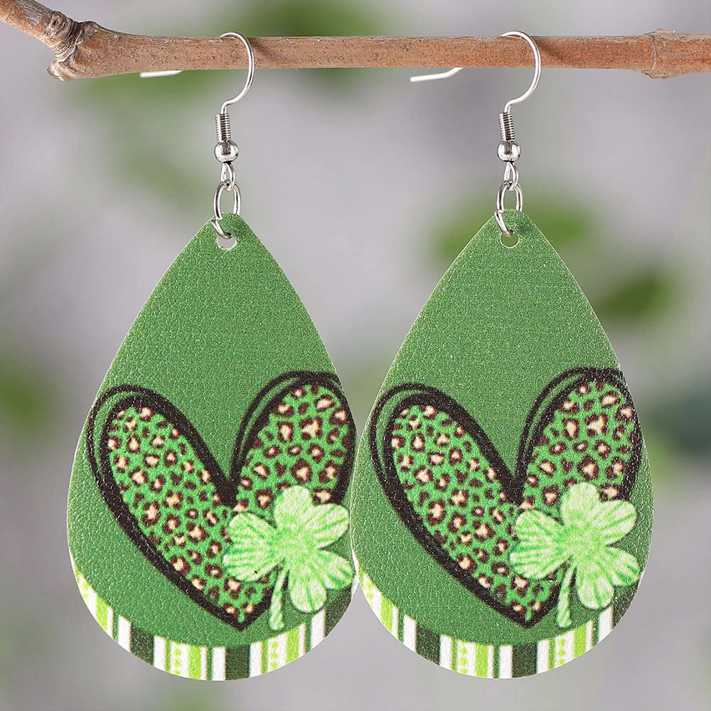 Wholesale Jewelry St. Patrick's Day Leather Earrings