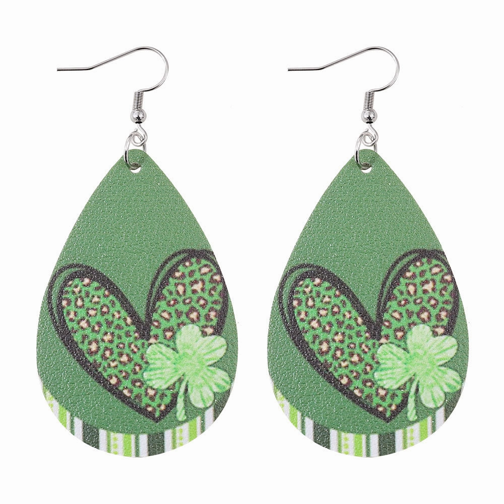 Wholesale Jewelry St. Patrick's Day Leather Earrings