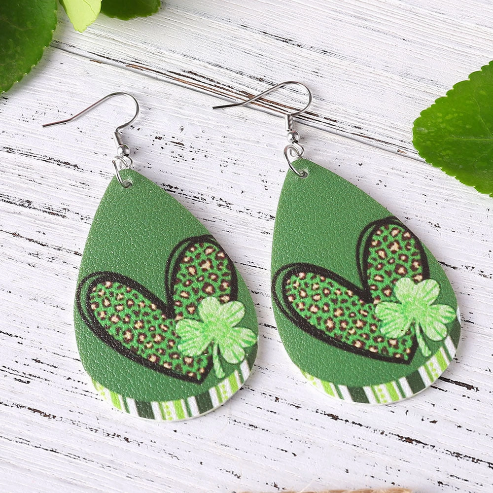 Wholesale Jewelry St. Patrick's Day Leather Earrings