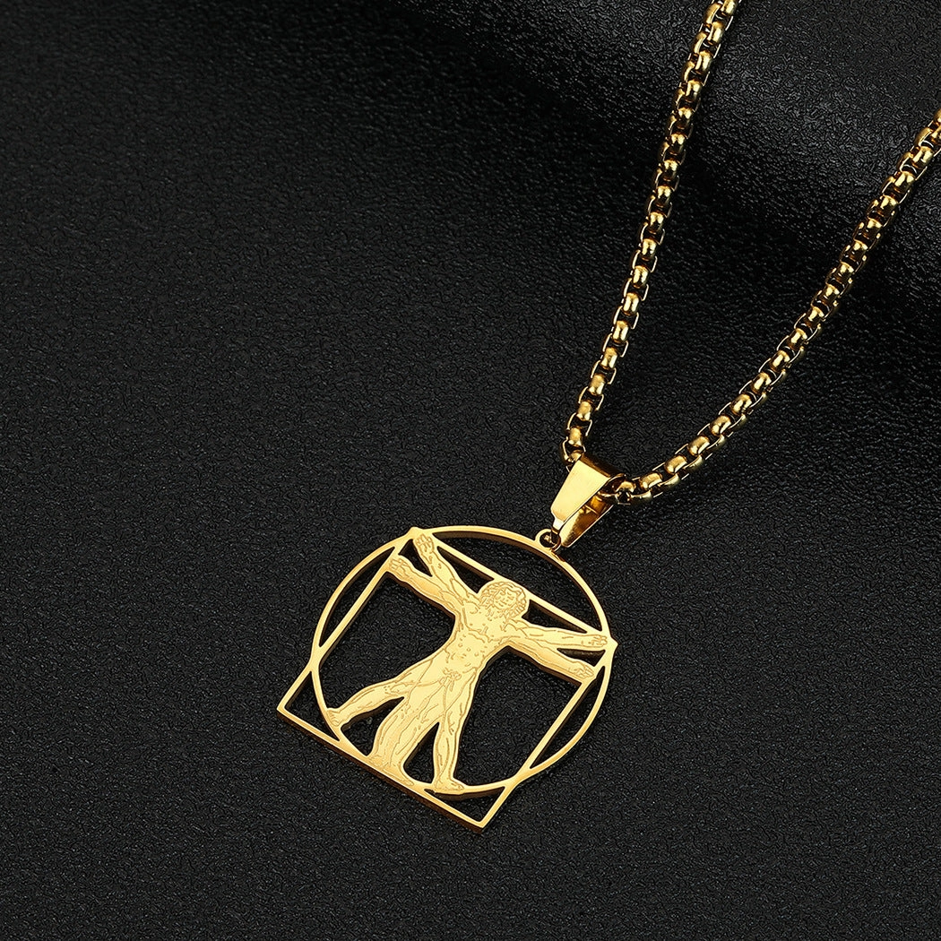 Wholesale Jewelry Stainless Steel Da Vinci Vitruvius Pendant Necklace