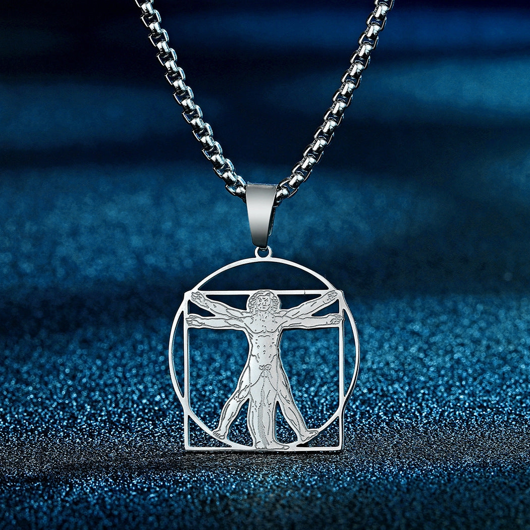 Wholesale Jewelry Stainless Steel Da Vinci Vitruvius Pendant Necklace