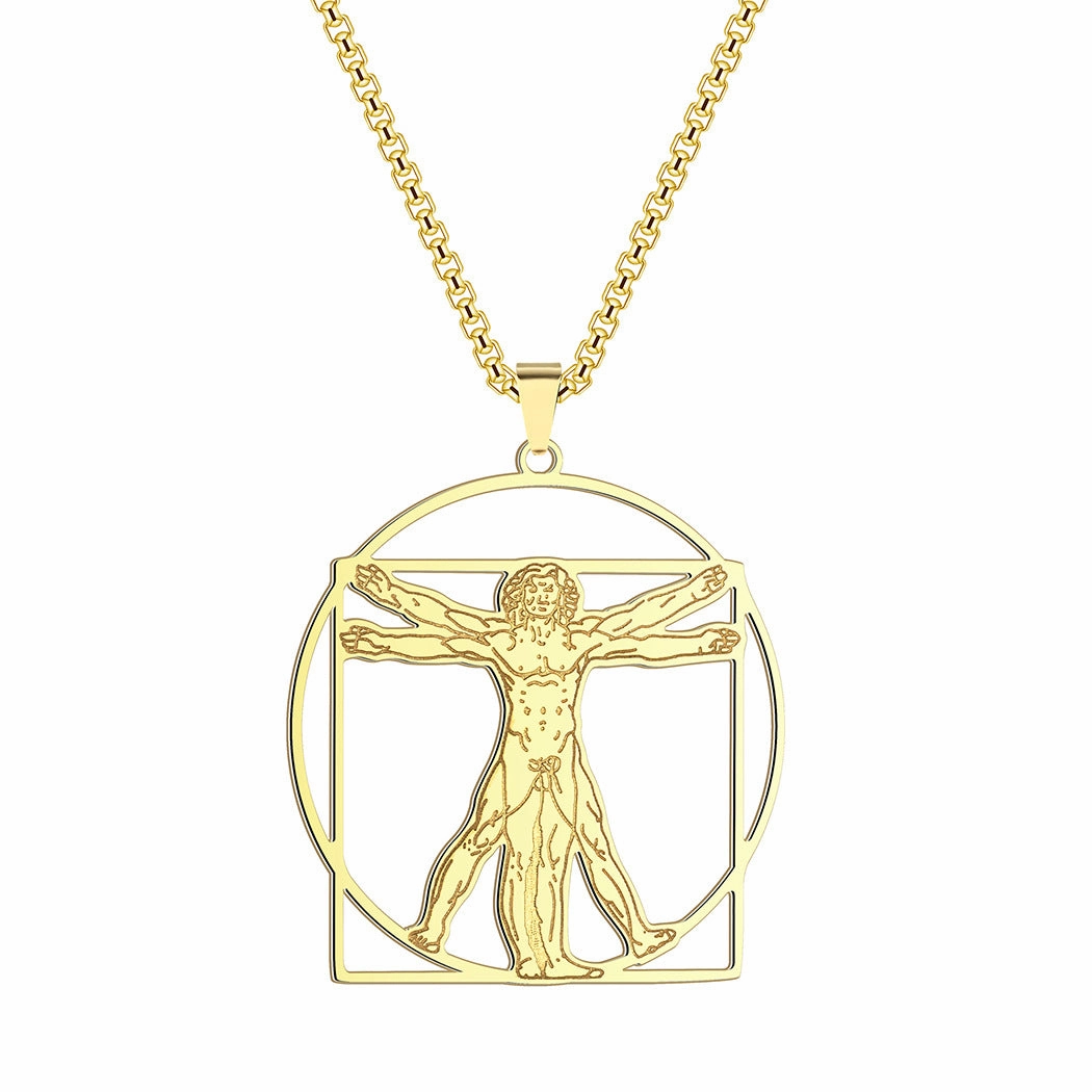 Wholesale Jewelry Stainless Steel Da Vinci Vitruvius Pendant Necklace