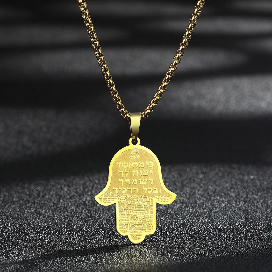 Wholesale Jewelry Stainless Steel Hamsa Hand Man Fatima Pendant Necklace