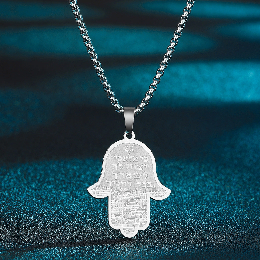 Wholesale Jewelry Stainless Steel Hamsa Hand Man Fatima Pendant Necklace
