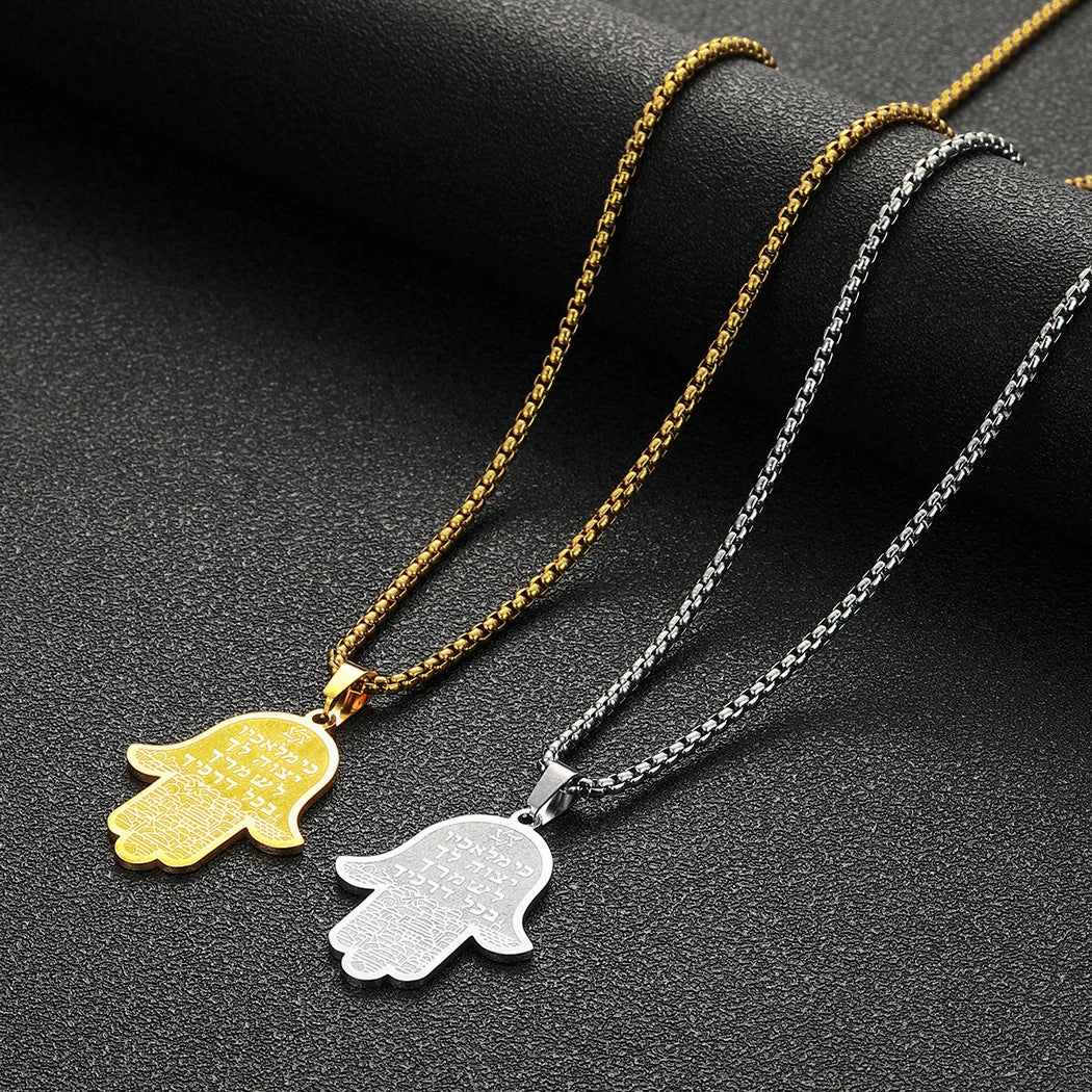Wholesale Jewelry Stainless Steel Hamsa Hand Man Fatima Pendant Necklace
