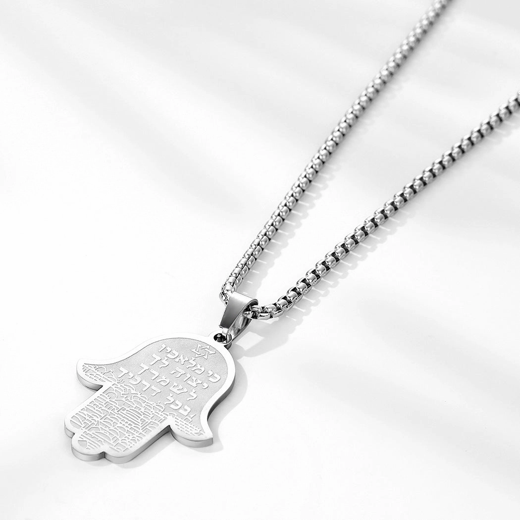 Wholesale Jewelry Stainless Steel Hamsa Hand Man Fatima Pendant Necklace