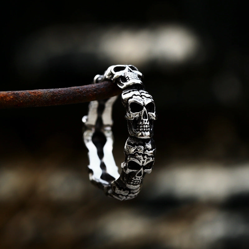 Wholesale Jewelry Stainless Steel Multicolored Skull Gothic Rings