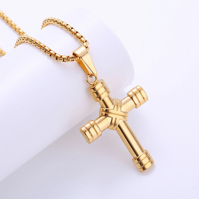 Wholesale Jewelry Stainless Steel Plating 18k Gold Cross Pendant Necklace