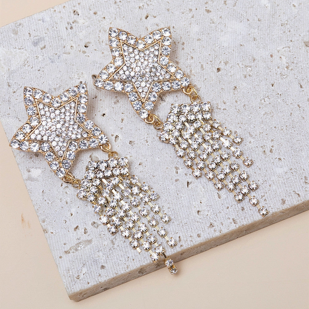Wholesale Jewelry Star Tassel Metal Earrings